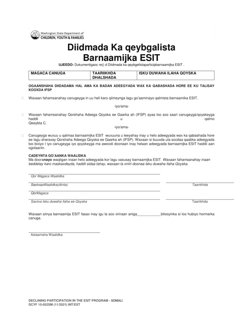 DCYF Form 15-052 Declining Participation in the Esit Program - Washington (Somali)