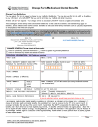 Document preview: DCYF Form 14-011A Change Form Medical and Dental Benefits - Washington