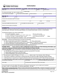 Document preview: DCYF Form 17-063 Written Authorization - Washington