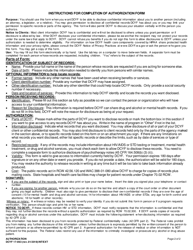 DCYF Form 17-063 Written Authorization - Washington, Page 2