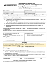 Document preview: DCYF Form 23-007 Three-Pronged Approach (Tpa) Summary Form - Addressing Vision and Hearing Concerns - Washington (Portuguese)