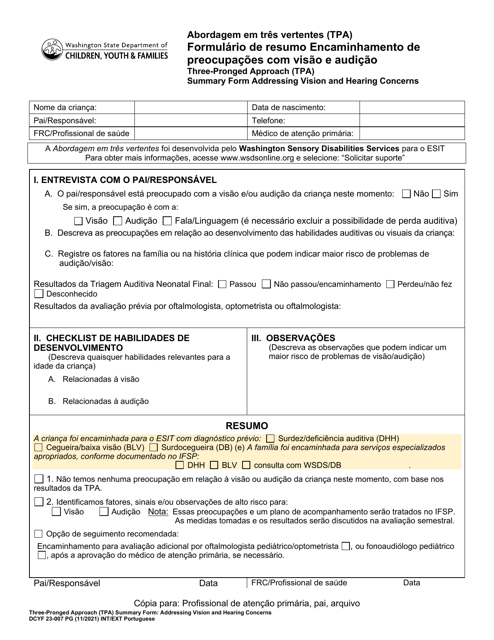 DCYF Form 23-007  Printable Pdf