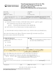 Document preview: DCYF Form 23-007 Three-Pronged Approach (Tpa) Summary Form - Addressing Vision and Hearing Concerns - Washington (Korean)