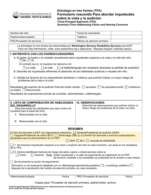 DCYF Formulario 23-007  Printable Pdf