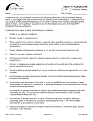 Document preview: Form DOC02-361 Reentry Conditions - Washington