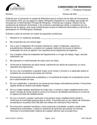 Formulario DOC02-361S Condiciones De Reingreso - Washington (Spanish)