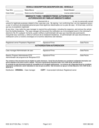 Form DOC02-371ES Personal Vehicle Use Authorization - Washington (English/Spanish), Page 2