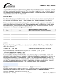 Document preview: Form DOC03-031 Criminal Disclosure - Washington