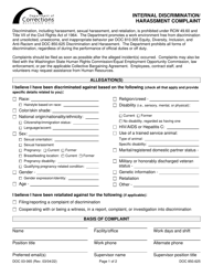 Form DOC03-065 Internal Discrimination/Harassment Complaint - Washington