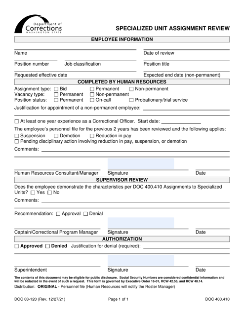 Form DOC03-120  Printable Pdf