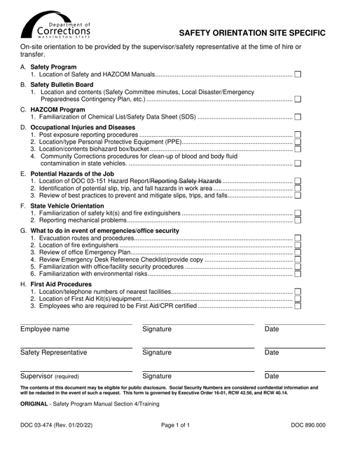 Form DOC03-474  Printable Pdf