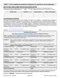 Form DOC03-506 Sexual Misconduct and Institutional Employment/Service Disclosure - Washington, Page 2