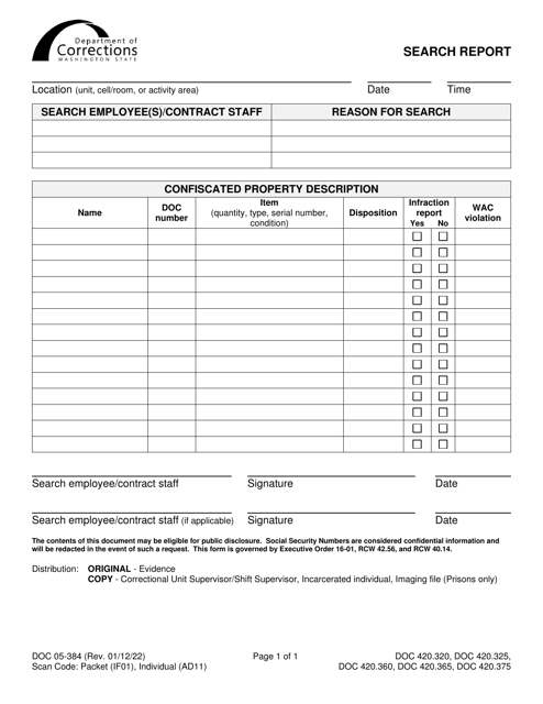 Form DOC05-384  Printable Pdf