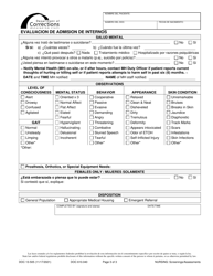 Formulario DOC13-505S Evaluacion De Admision De Internos - Washington (Spanish), Page 3