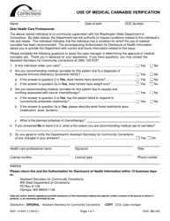 Document preview: Form DOC14-053 Use of Medical Cannabis Verification - Washington