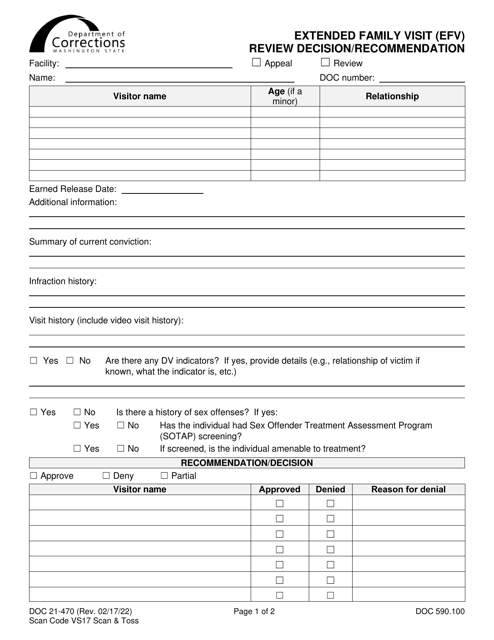 Form DOC21-470  Printable Pdf