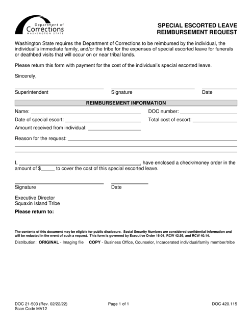 Form DOC21-503  Printable Pdf