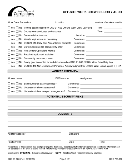 Form DOC21-660  Printable Pdf