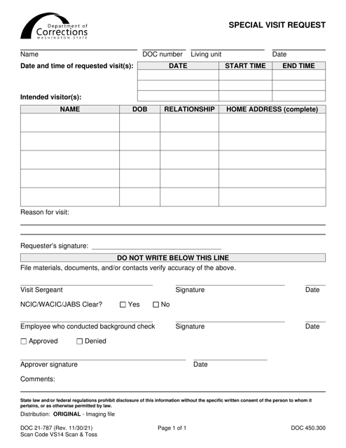 Form DOC21-787  Printable Pdf