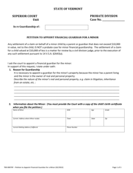 Form 700-00070F Petition to Appoint Financial Guardian for a Minor - Vermont