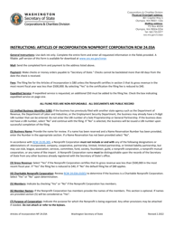 Articles of Incorporation - Washington Nonprofit Corporation - Washington