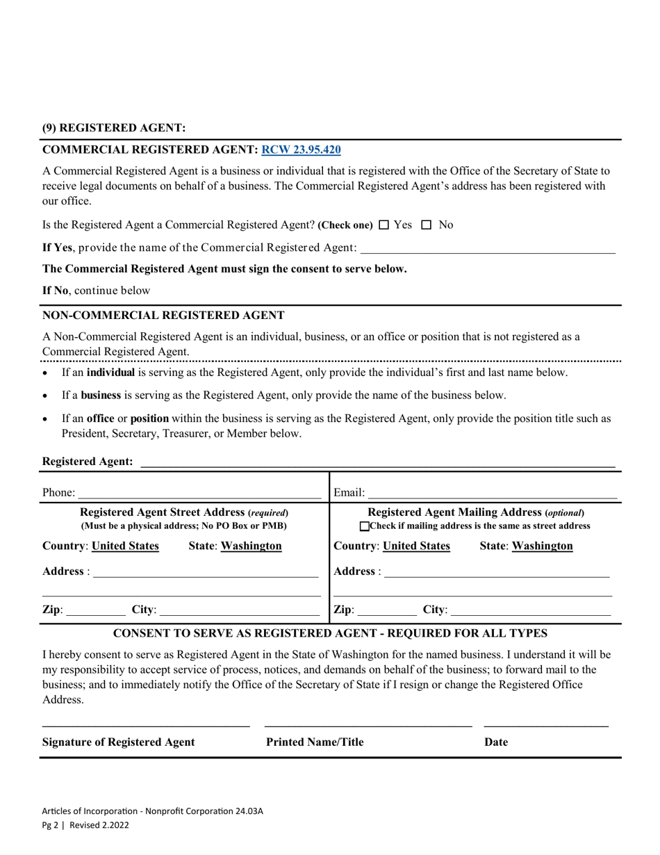 Articles of Incorporation - Washington Nonprofit Corporation - Washington, Page 4