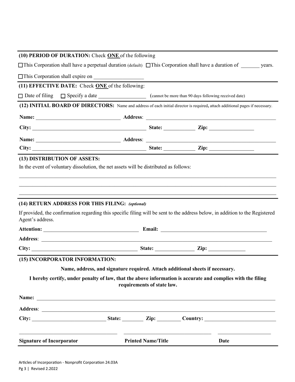 Articles of Incorporation - Washington Nonprofit Corporation - Washington, Page 5