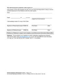 Form UH-04.0500 Order for Protection - Harassment - Washington, Page 4