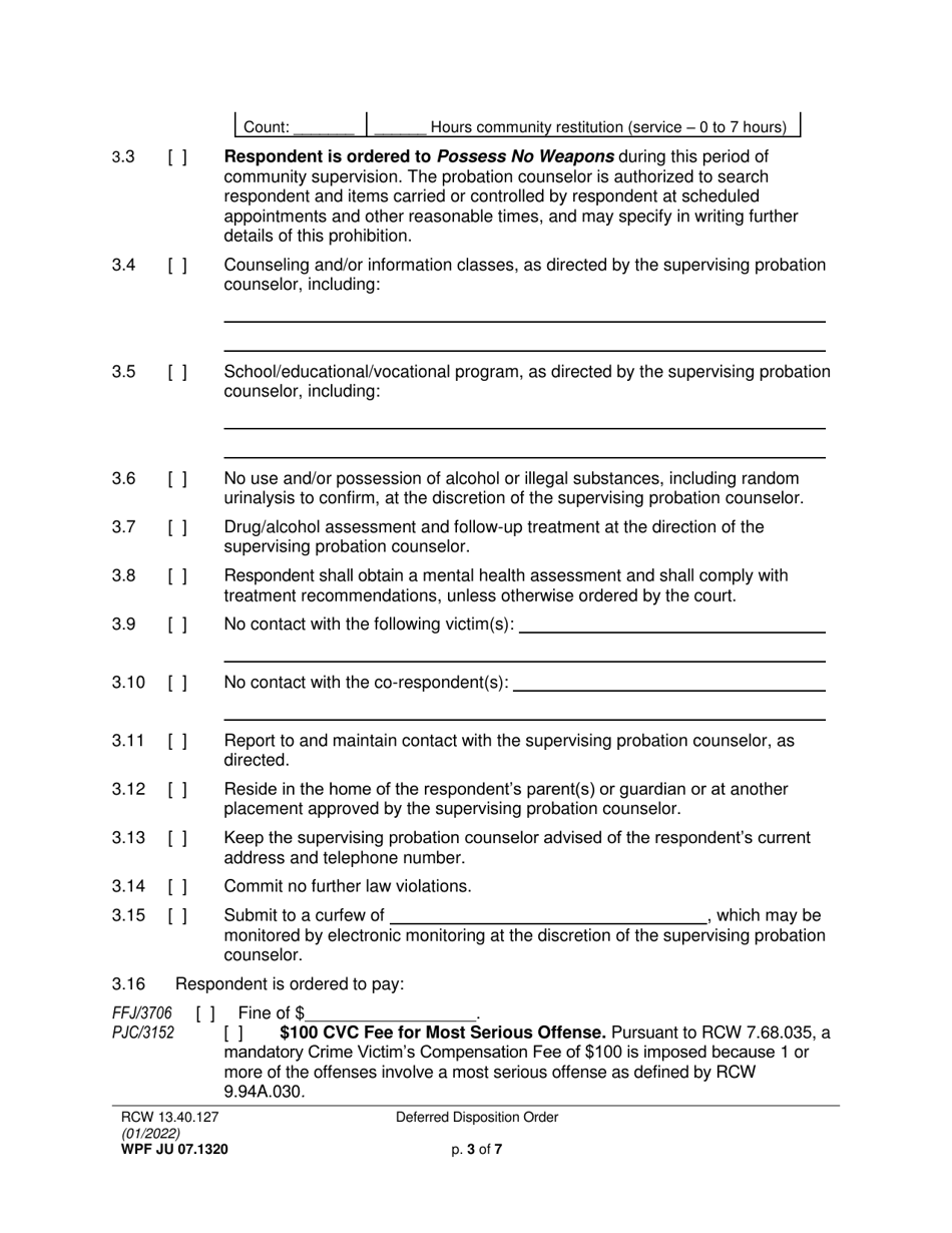 Form WPF JU07.1320 Deferred Disposition Order (Ordfd) - Washington, Page 3