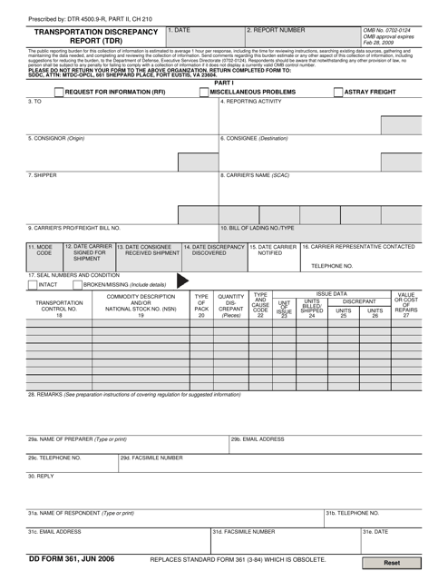 DD Form 361  Printable Pdf
