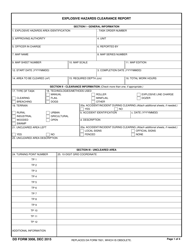 DD Form 3008 Explosive Hazards Clearance Report