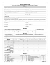 Document preview: DD Form 3009 Route Classification