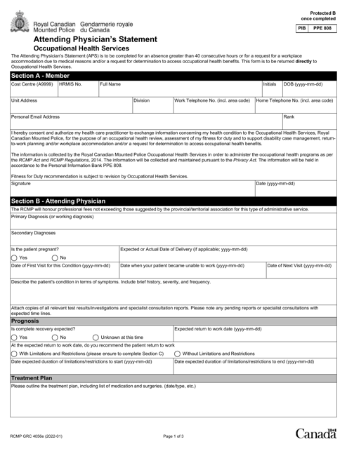 Form RCMP GRC4056  Printable Pdf