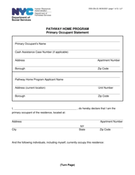 Form DSS-23B Pathway Home Primary Occupant Statement - New York City