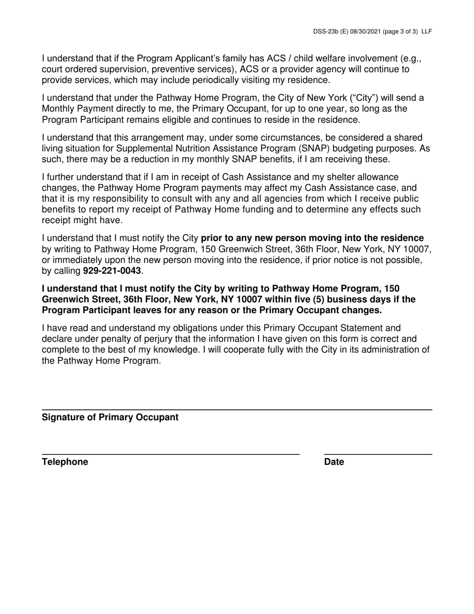 form-dss-23b-download-printable-pdf-or-fill-online-pathway-home-primary-occupant-statement-new