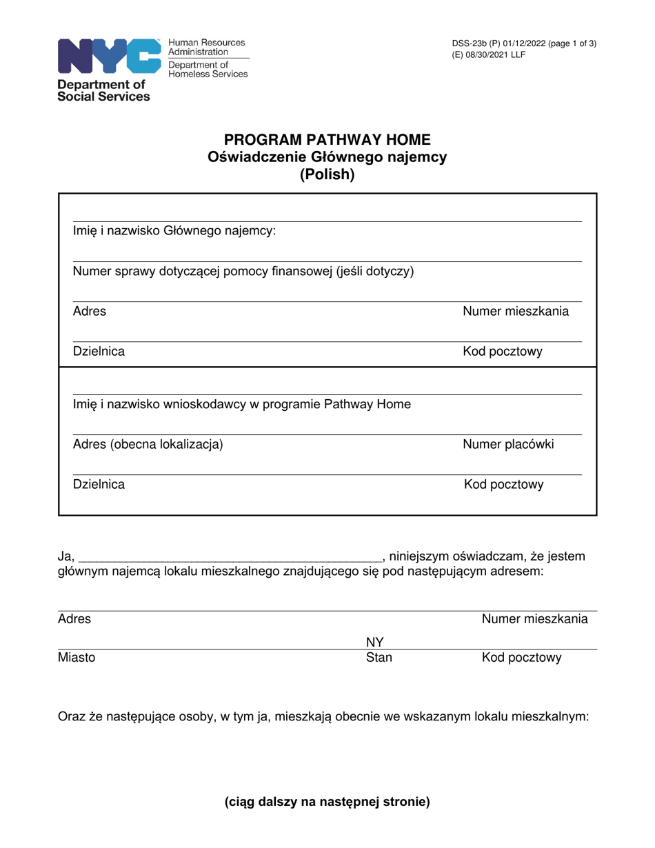 Form DSS23B Fill Out, Sign Online and Download Printable PDF, New