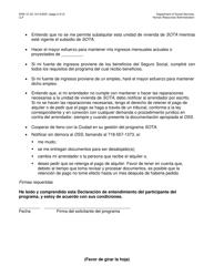 Formulario DHS-10 Programa De Asistencia Especial Por Vez Unica (Sota) Contrato Para El Participante Del Programa - New York City (Spanish), Page 2