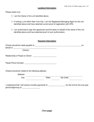 Form DHS-10A Special One Time Assistance (&quot;sota&quot;) Landlord Agreement for Apartments - New York City, Page 2