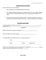 Formulario DHS-10A Asistencia Especial Por Vez Unica (&quot;sota&quot;) Contrato Para El Arrendador De Apartamentos - New York City (Spanish), Page 2