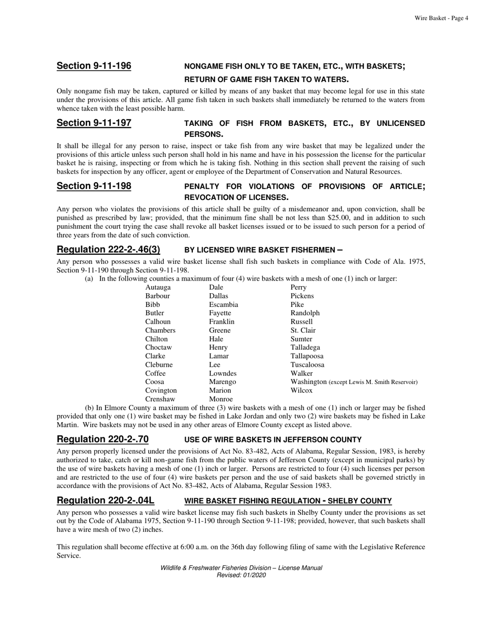 Wire Basket License - Resident - Non-resident - Alabama, Page 5