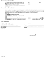Commemorative Certificate of Stillbirth Request Form - Alaska, Page 2