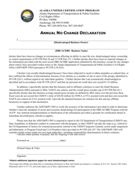Document preview: Annual No Change Declaration - Alaska