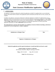 State Licensure Modification Application - Alaska, Page 4