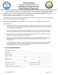 Document preview: Ambulatory Surgical Center State Licensure Application - Alaska