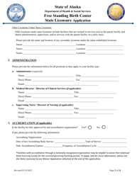 Free Standing Birth Center State Licensure Application - Alaska, Page 2