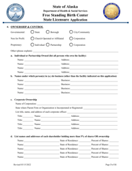 Free Standing Birth Center State Licensure Application - Alaska, Page 3