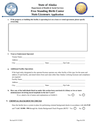Free Standing Birth Center State Licensure Application - Alaska, Page 4