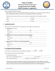 Long Term Care Facility State Licensure Application - Alaska, Page 2