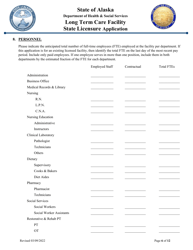 Long Term Care Facility State Licensure Application - Alaska, Page 6