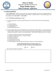 Home Health Agency State Licensure Application - Alaska, Page 10